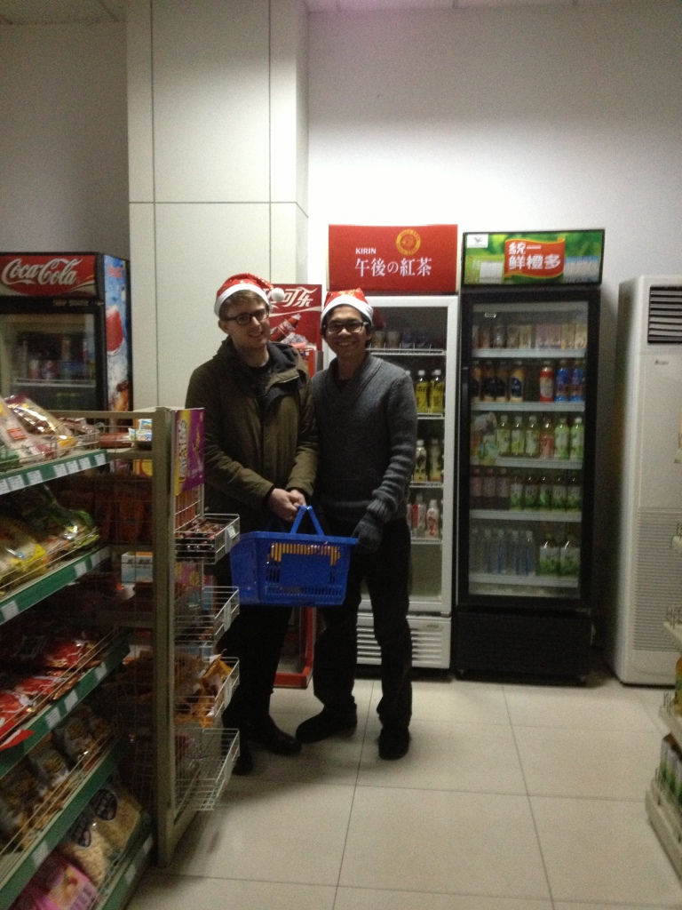 Here are my friends doing some last minute shopping for our Christmas celebration at one of the supermarkets on High Street!